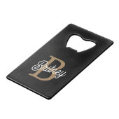 Monogramme moderne élégant Nom Black Gold Script (Devant Angle)