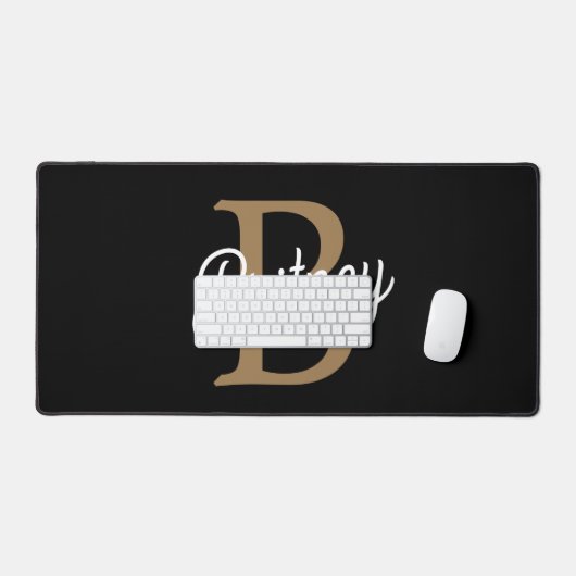 Monogramme moderne élégant Nom Black Gold Script (Clavier et souris)
