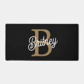 Monogramme moderne élégant Nom Black Gold Script (Recto)