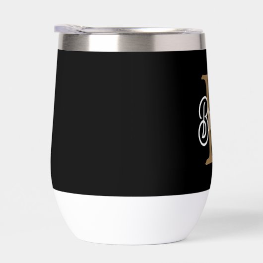 Monogramme moderne élégant Nom noir Gris noir Scri (Droite)