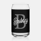 Monogramme moderne élégant Nom noir Gris noir Scri (Recto)