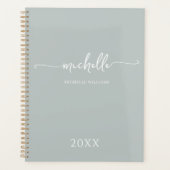 Monogramme moderne élégant Sage Green Script Monog (Devant)