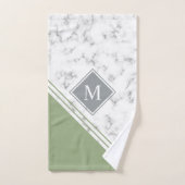 Monogramme moderne élégant sauge vert gris marbre (Serviette à main)