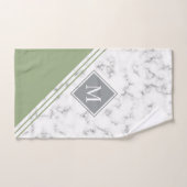 Monogramme moderne élégant sauge vert gris marbre (Serviette à main)