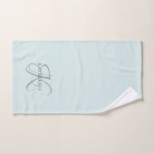 Monogramme moderne élégant Script Aqua Blue (Serviette à main)