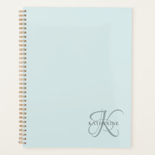 Monogramme moderne élégant Script Aqua Blue (Devant)
