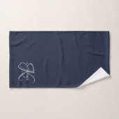 Monogramme moderne élégant Script Marine Bleu (Serviette à main)