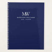 Monogramme Moderne Élégant Simple Bleu Marine (Devant)