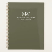Monogramme Moderne Élégant Simple Vert Olive (Devant)