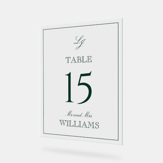 Monogramme moderne Emerald Green Mariage Numéro de (Angle)