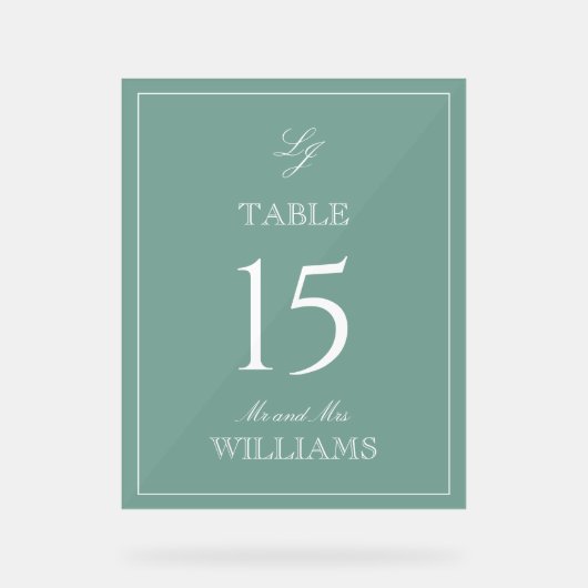 Monogramme moderne Emerald Green Mariage Numéro de (Recto)