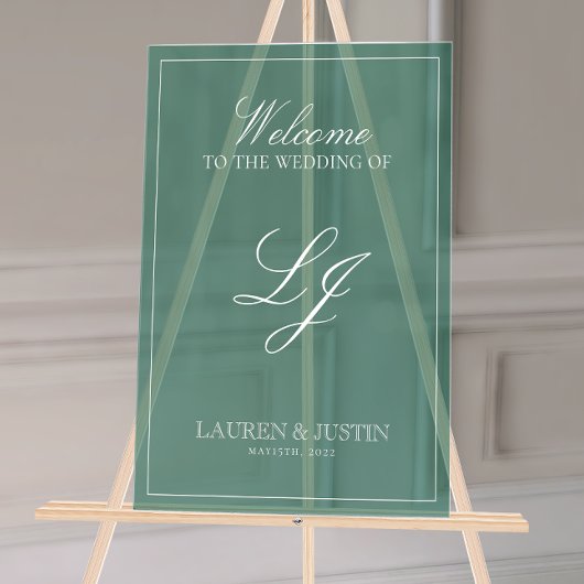 Monogramme moderne Emerald Script Bienvenue