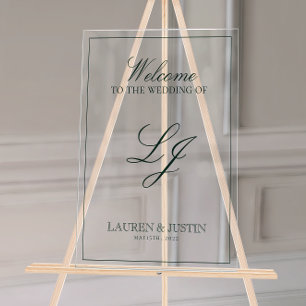 Monogramme moderne Emerald Script Bienvenue