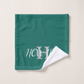Monogramme moderne Emerald Vert Blanc Mariage T (Gant de toilette)