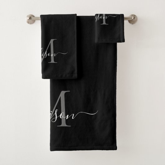 Monogramme moderne en argent gris noir Nom du scri (En situation)