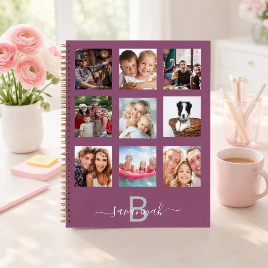 Monogramme moderne en collage photo violet journal