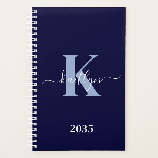 Monogramme Moderne en Écriture Manuscrite Bleu Nui (Devant)