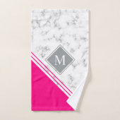Monogramme moderne et design fuchsia marbre gris r (Serviette à main)