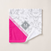 Monogramme moderne et design fuchsia marbre gris r (Gant de toilette)