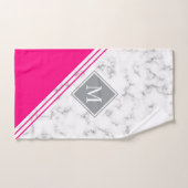 Monogramme moderne et design fuchsia marbre gris r (Serviette à main)
