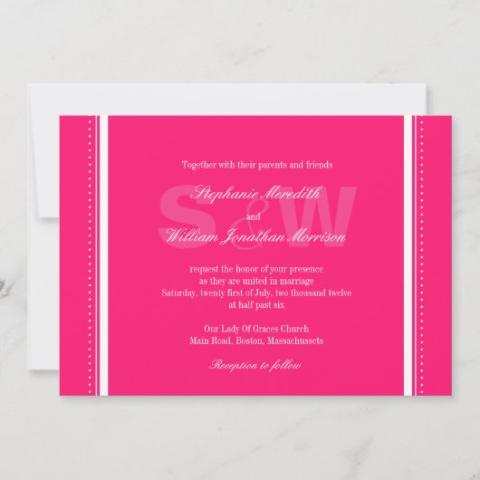 Monogramme moderne Faire-part de mariage rose chau (Devant)