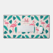 Monogramme moderne Feuilles tropicaux Flamant rose (Clavier et souris)