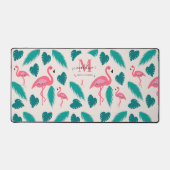 Monogramme moderne Feuilles tropicaux Flamant rose (Recto)