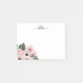 Monogramme moderne fille rose Floral Post-it Notes (Devant)