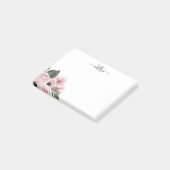 Monogramme moderne fille rose Floral Post-it Notes (Incliné)