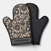 Monogramme moderne Fleur noire Motif Cuisine (Recto/Verso)