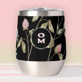 Monogramme moderne Fleur sauvage Rose vert grand C