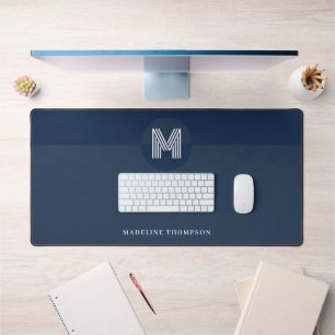 Monogramme moderne géométrique bleu marine chic