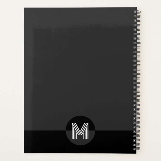 Monogramme moderne géométrique gris-noir classique (Dos)