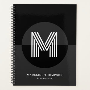 Monogramme moderne géométrique gris-noir classique