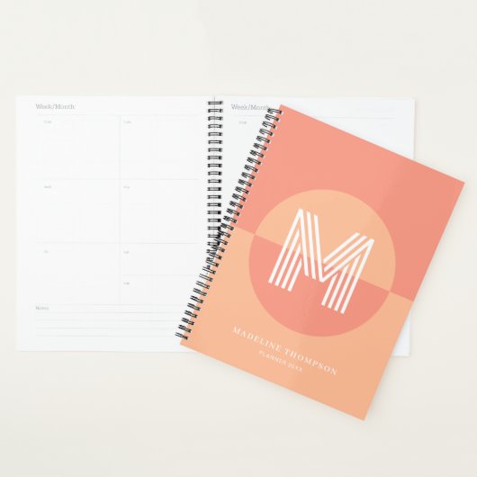 Monogramme moderne Géométrique Peach rose classiqu (Devant avec enveloppe)