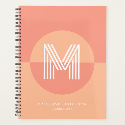 Monogramme moderne Géométrique Peach rose classiqu (Devant)