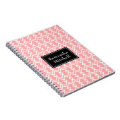 Monogramme Moderne Géométrique Rose Carnet noir (Côté Droit)