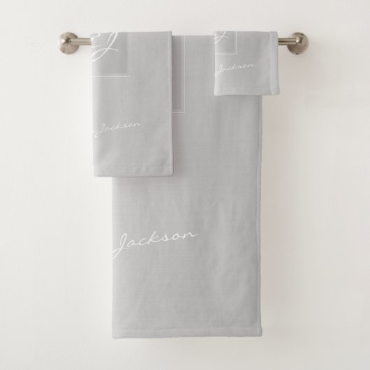 Monogramme moderne gris argent élégant métallique (En situation)