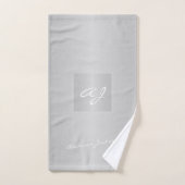 Monogramme moderne gris argent élégant métallique (Serviette à main)