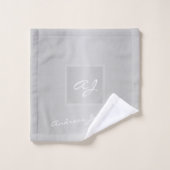 Monogramme moderne gris argent élégant métallique (Gant de toilette)