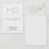 Monogramme moderne gris blanc Carte de visite prop (Devant / Derrière)