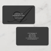 Monogramme moderne Gris clair Carte de visite tend (Devant / Derrière)