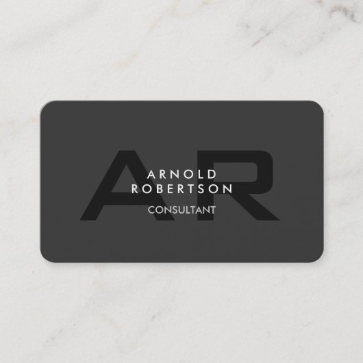 Monogramme moderne Gris clair Carte de visite tend (Devant)