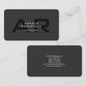 Monogramme moderne Gris clair Carte de visite tend (Devant / Derrière)