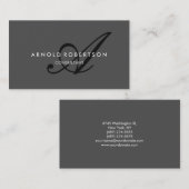 Monogramme moderne Gris clair Carte de visite tend (Devant / Derrière)