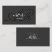 Monogramme moderne Gris clair Carte de visite tend (Devant / Derrière)