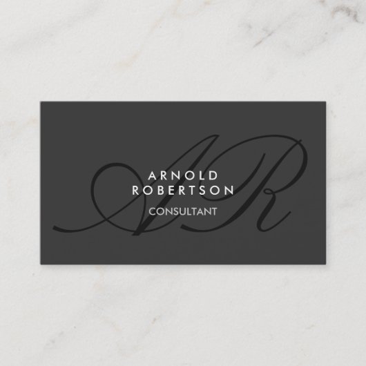 Monogramme moderne Gris clair Carte de visite tend (Devant)