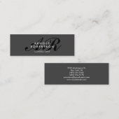 Monogramme moderne Gris clair Carte de visite tend (Devant / Derrière)