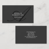 Monogramme moderne Gris clair Carte de visite tend (Devant / Derrière)