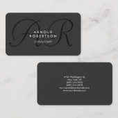 Monogramme moderne Gris clair Carte de visite tend (Devant / Derrière)